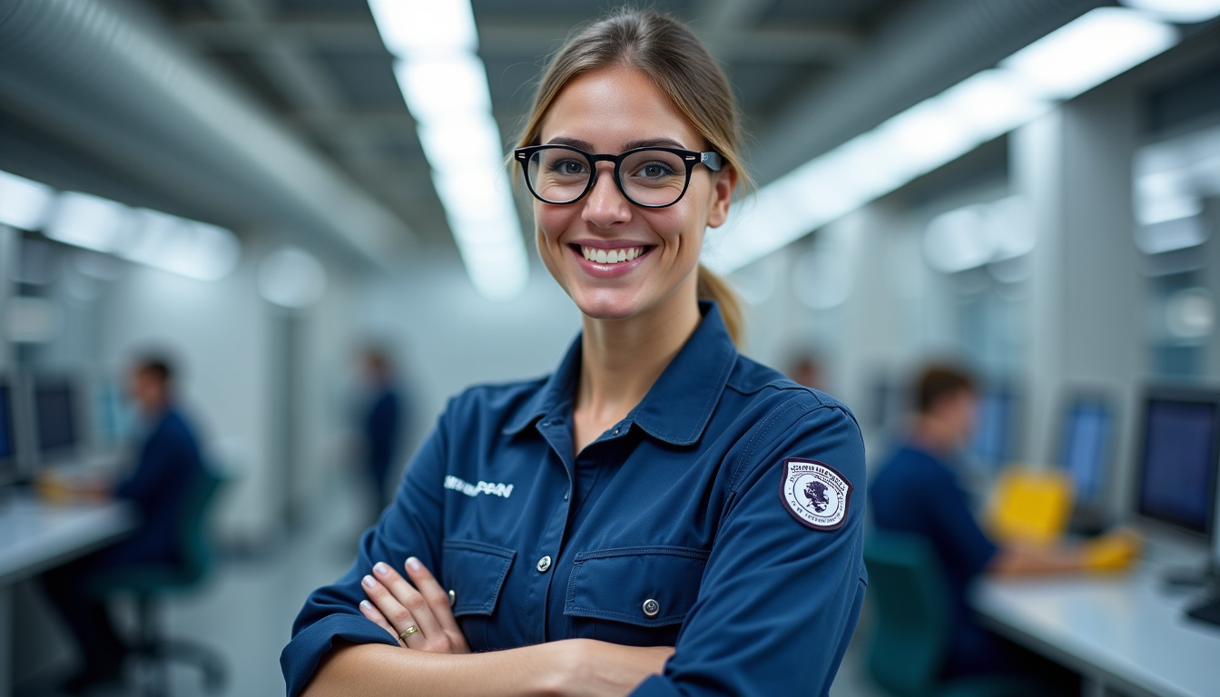 Technicien en uniforme vérifiant le fonctionnement d