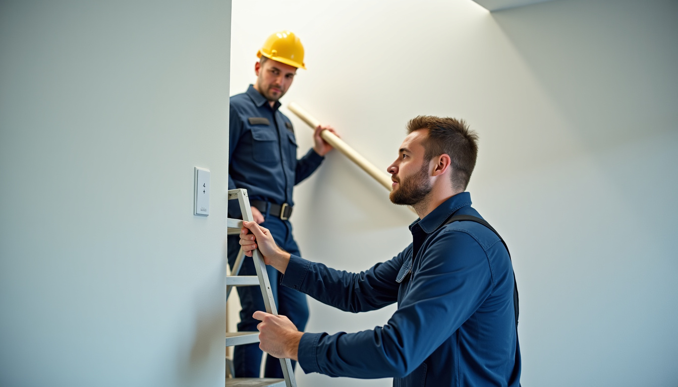 Technicien expérimenté vérifiant un monte-escalier installé à Caderousse
