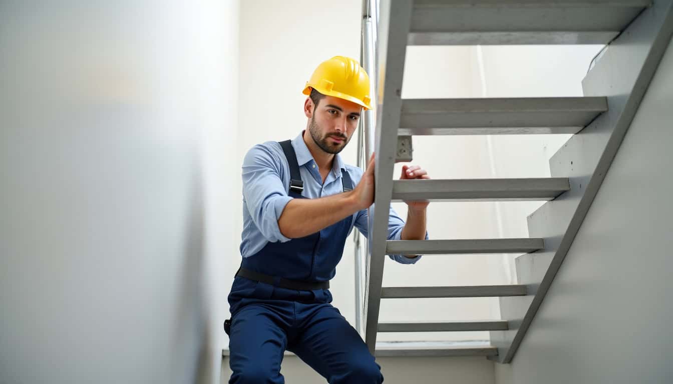 Technicien installant un monte-escalier à Valentigney