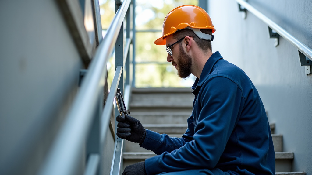 Technicien local effectuant une maintenance préventive sur un monte-escalier à Saint-Martin-Lacaussade