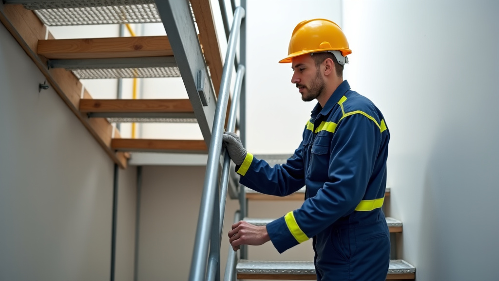 Technicien local en train de former un habitant de Gondecourt à l’utilisation de son nouveau monte-escalier électrique