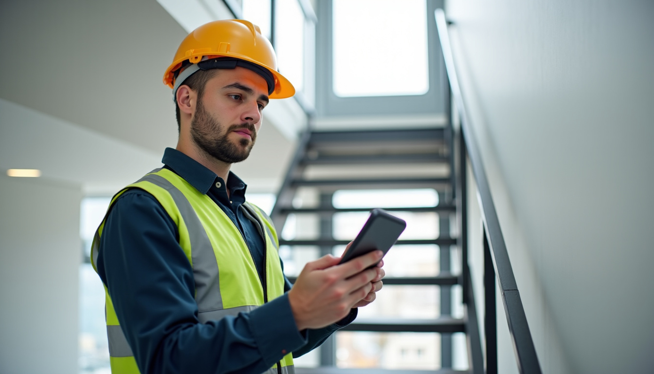 Technicien local en train d’installer un monte-escalier à Sigean