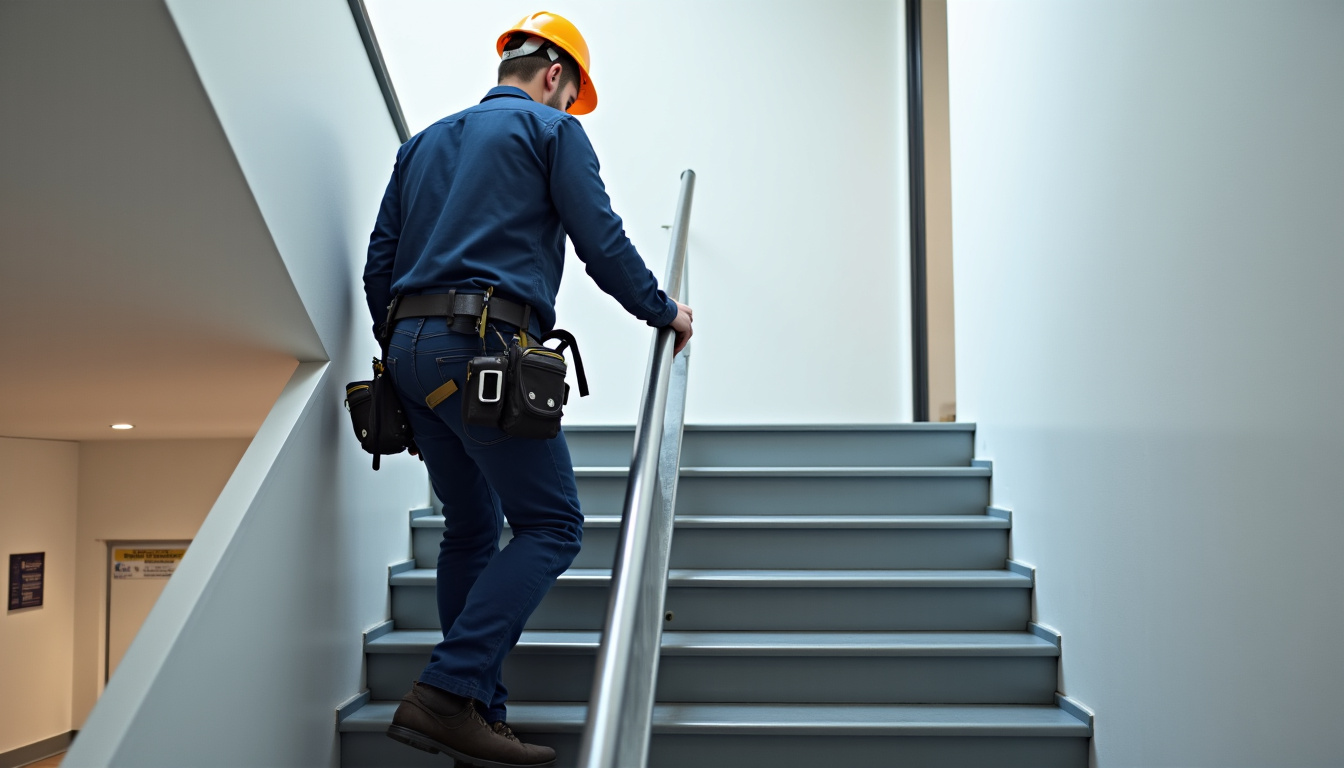 Technicien mesurant un escalier à Epfig pour l