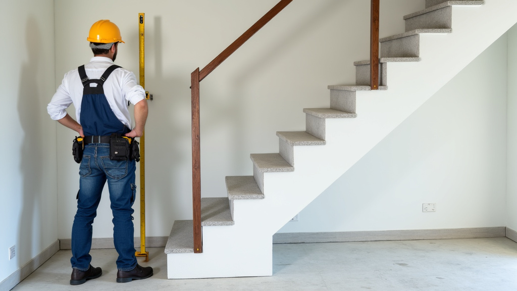 Technicien prenant des mesures pour un devis de monte-escalier à Quinssaines