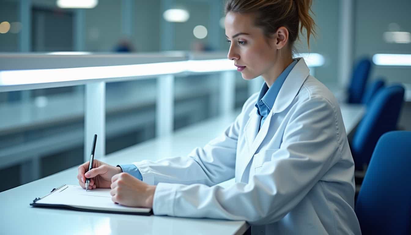 Technicien prenant les mesures d