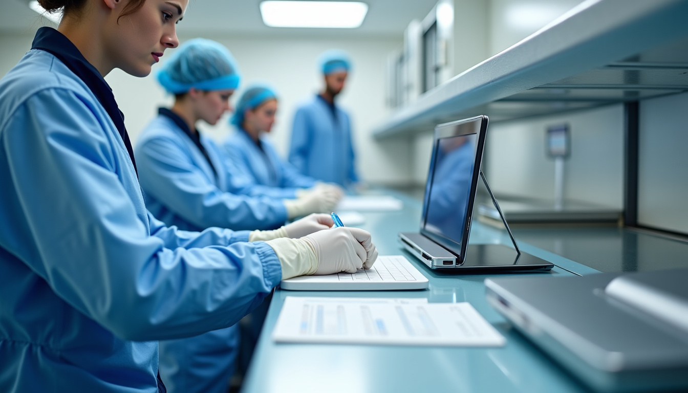 Technicien préparant l