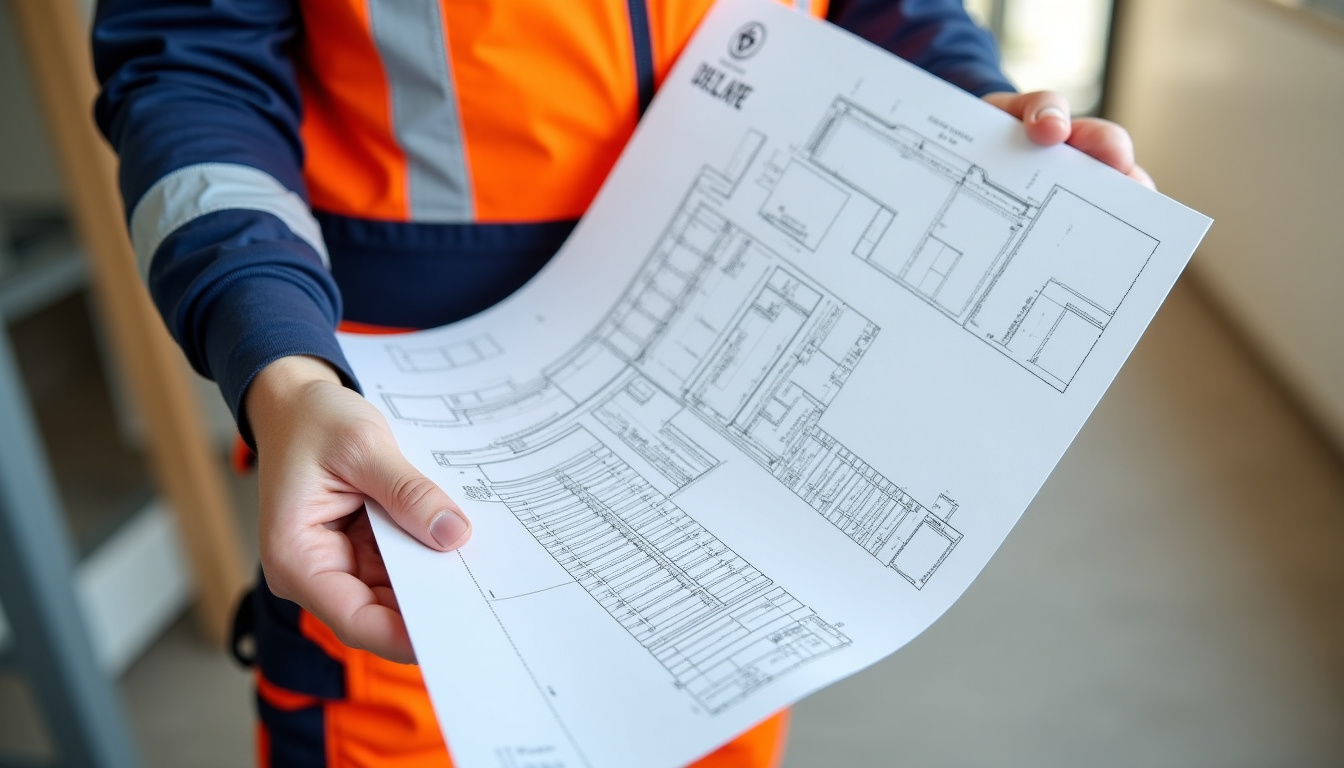 Technicien présentant un devis détaillé pour un monte-escalier à un client à Theizé