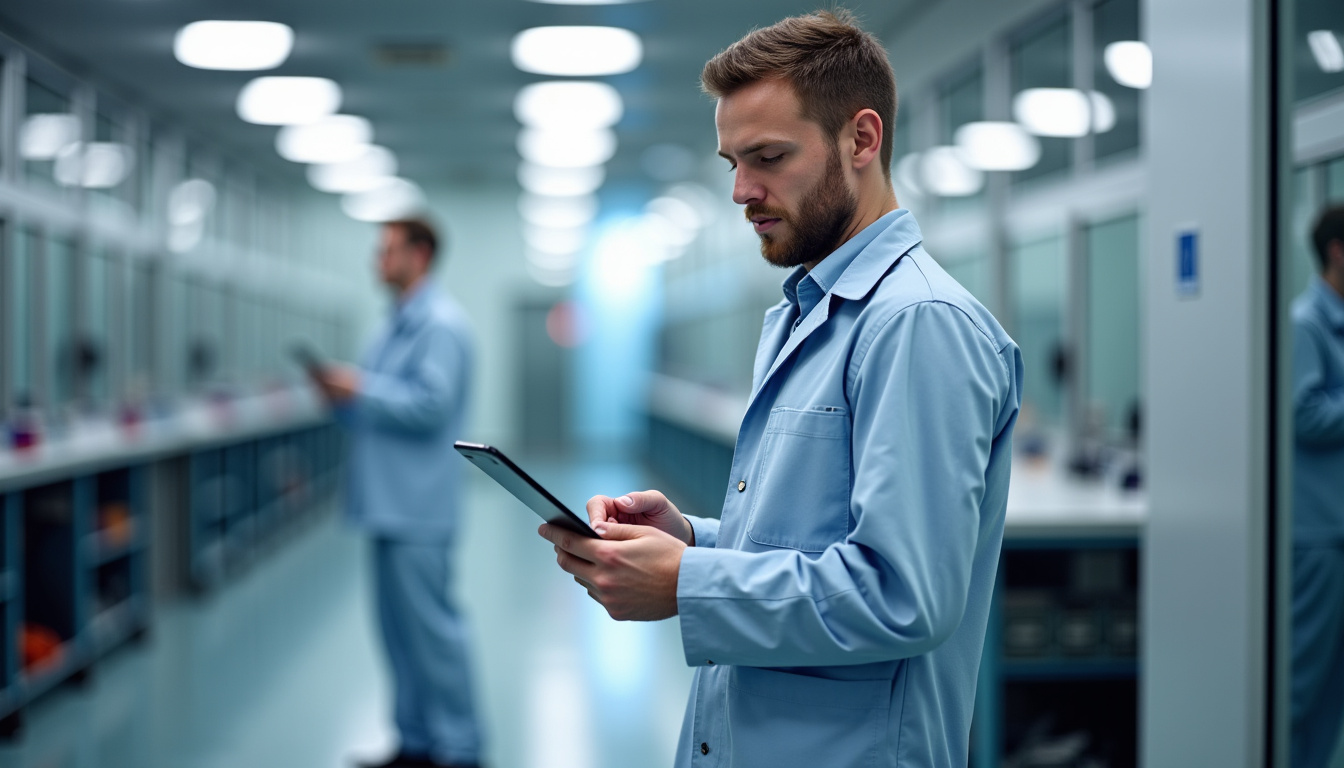 Technicien professionnel en train de procéder à l