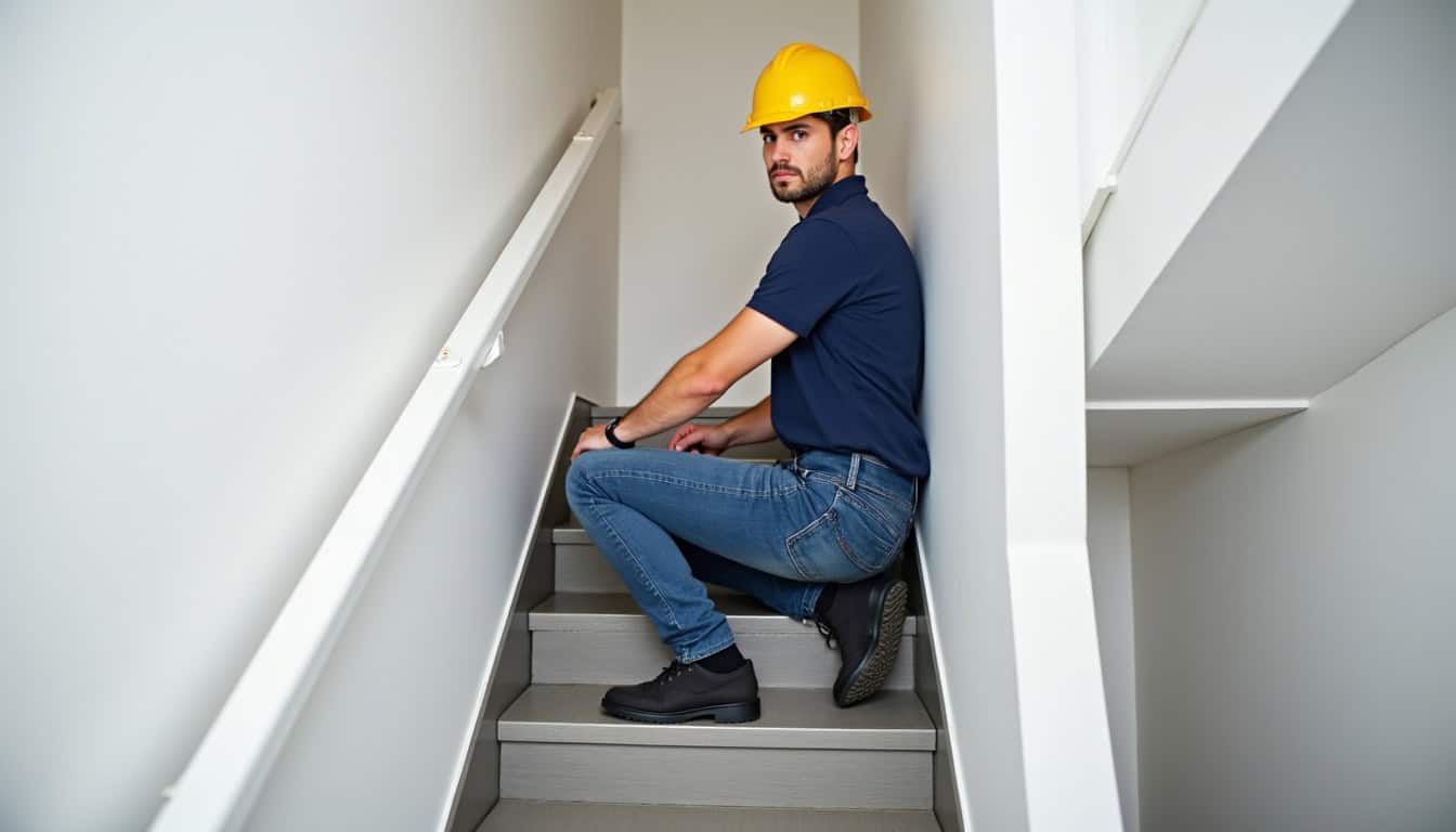 Technicien professionnel installant un monte-escalier à Villiers-en-Plaine