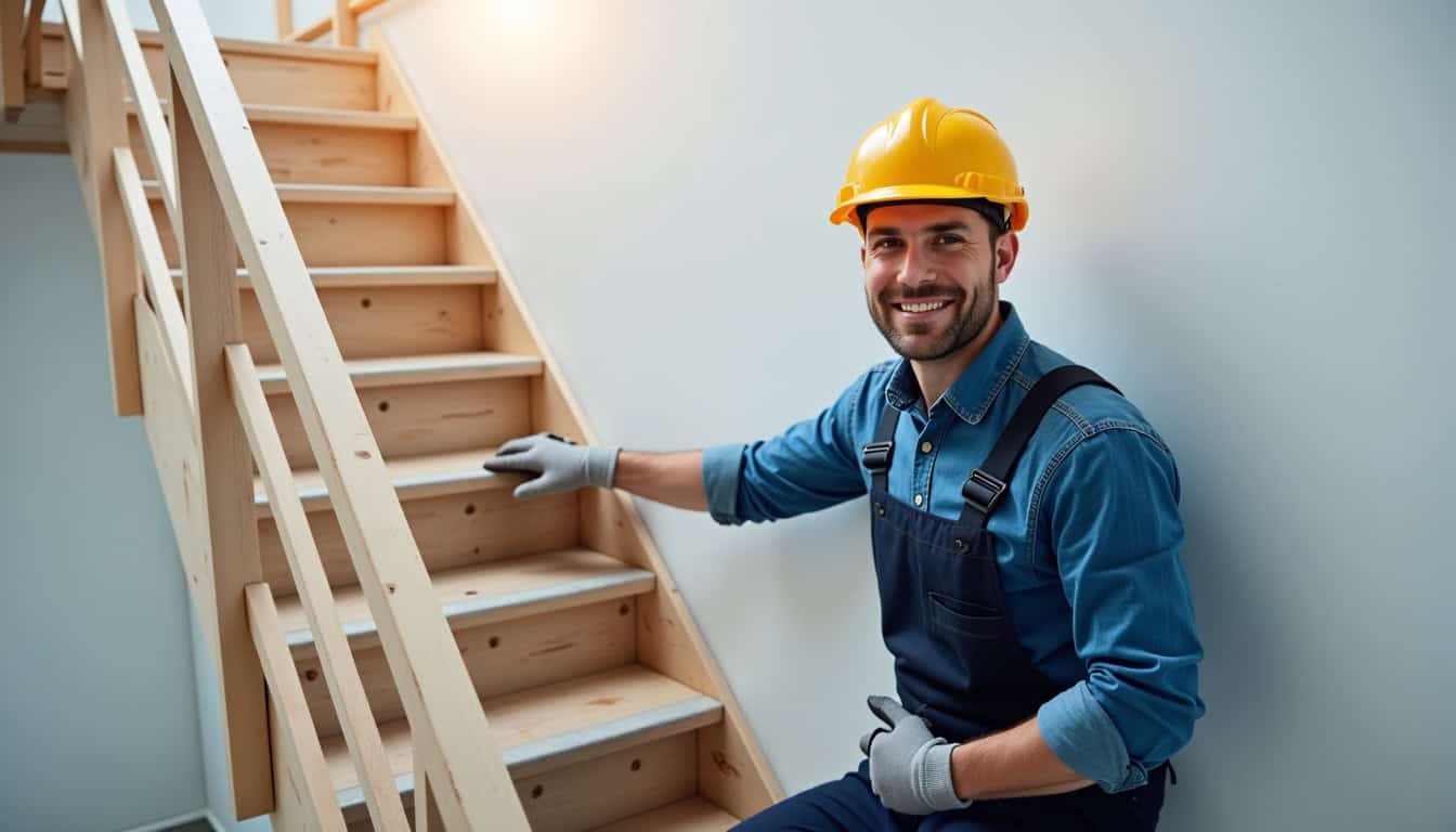 Technicien qualifié en train d’installer un monte-escalier à Pont-Saint-Pierre
