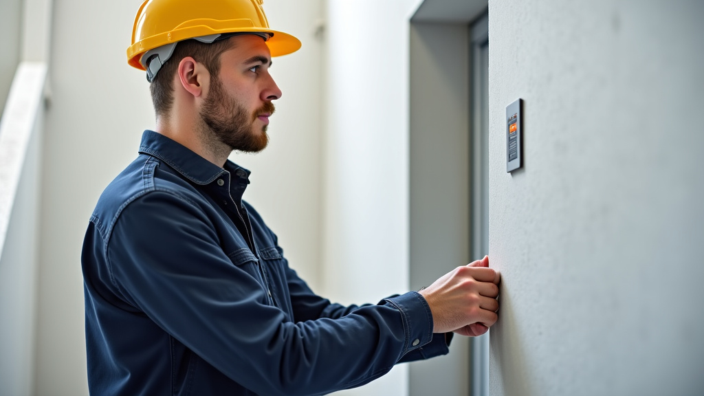 Technicien spécialisé en train de conseiller un client à Cahors pour l’installation d’un monte-escalier