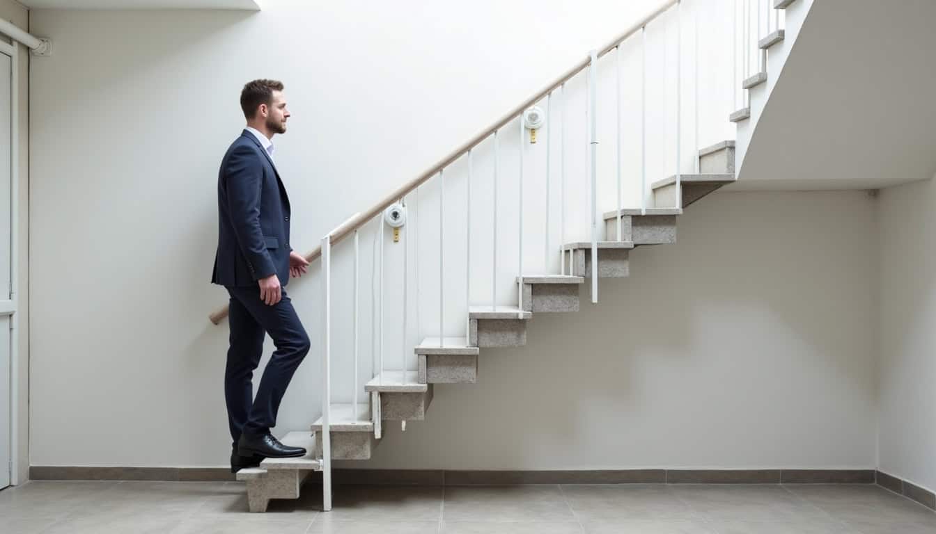 Un habitant de Carvin utilisant son monte-escalier avec satisfaction