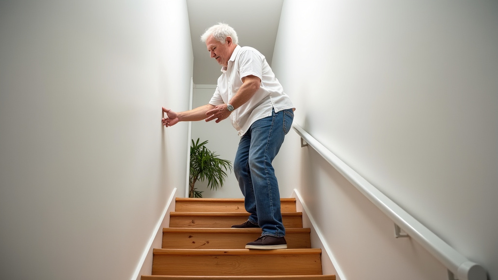 Un senior utilisant un monte-escalier à Lamentin dans une maison typique de la Martinique