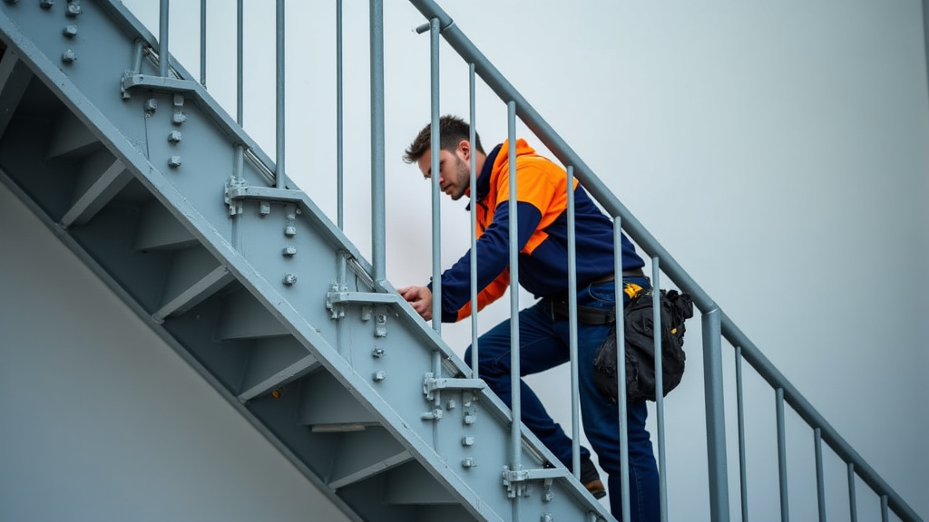 Un technicien effectue une maintenance préventive sur un monte-escalier dans le Doubs