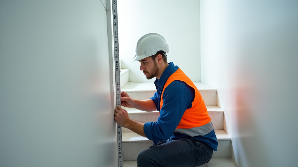 Un technicien en train de mesurer un escalier à Landas pour l