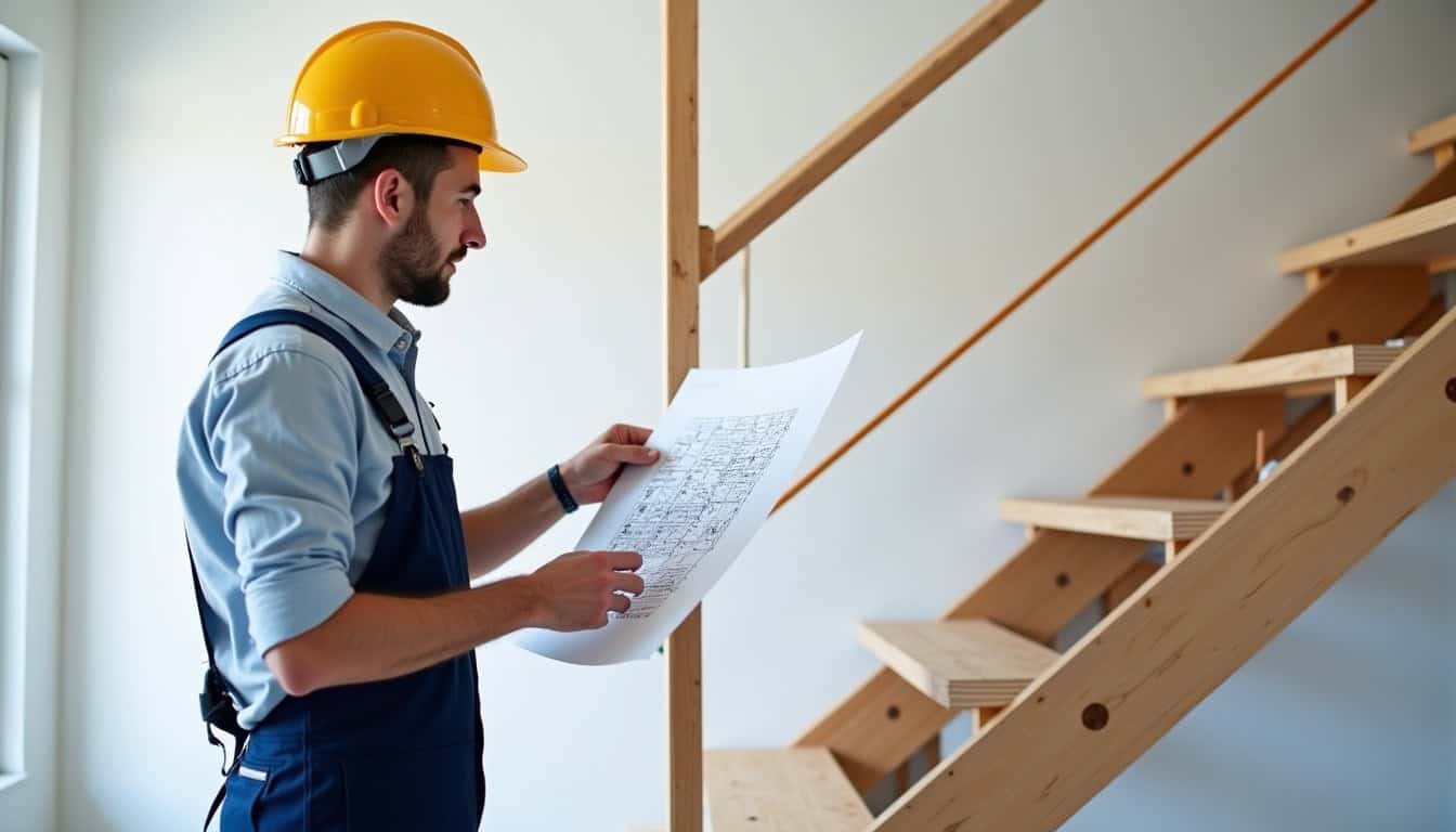 Un technicien remet un devis détaillé pour un monte escalier à un habitant de Moustoir-Ac