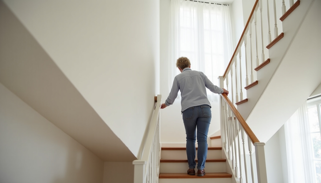 Une personne âgée utilisant un monte-escalier dans sa maison à Saint-Magne, illustrant sécurité et autonomie retrouvées