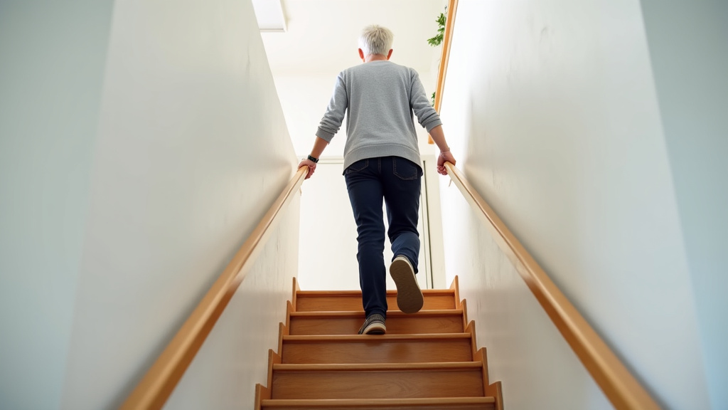 Une personne âgée utilise son monte-escalier dans une maison de Clairvaux-d