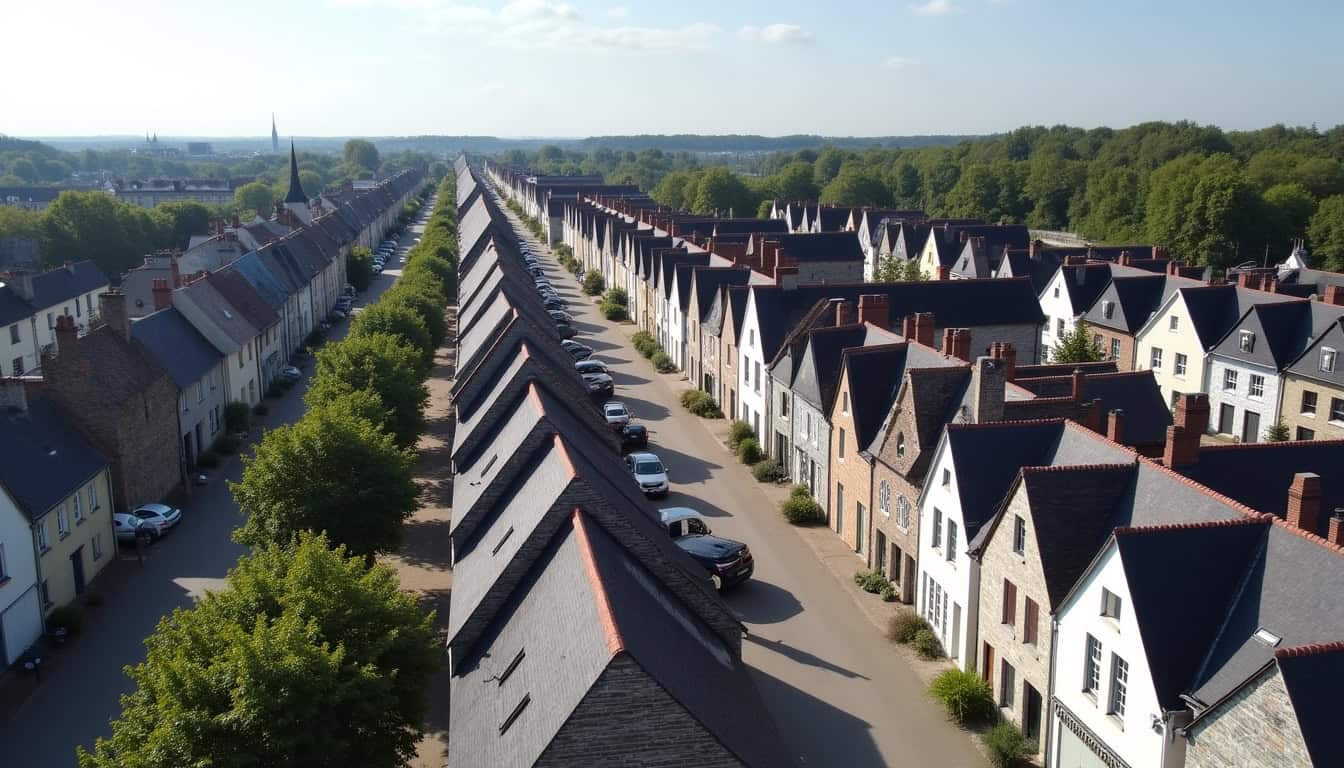 Vue aérienne de Poix-de-Picardie avec ses rues traditionnelles et bâtiments historiques