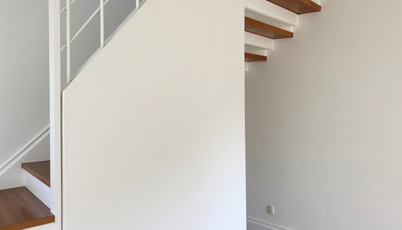 Vue d’ensemble d’un monte-escalier installé dans une maison à La Bazouge-du-Désert, intégré discrètement à l’escalier existant