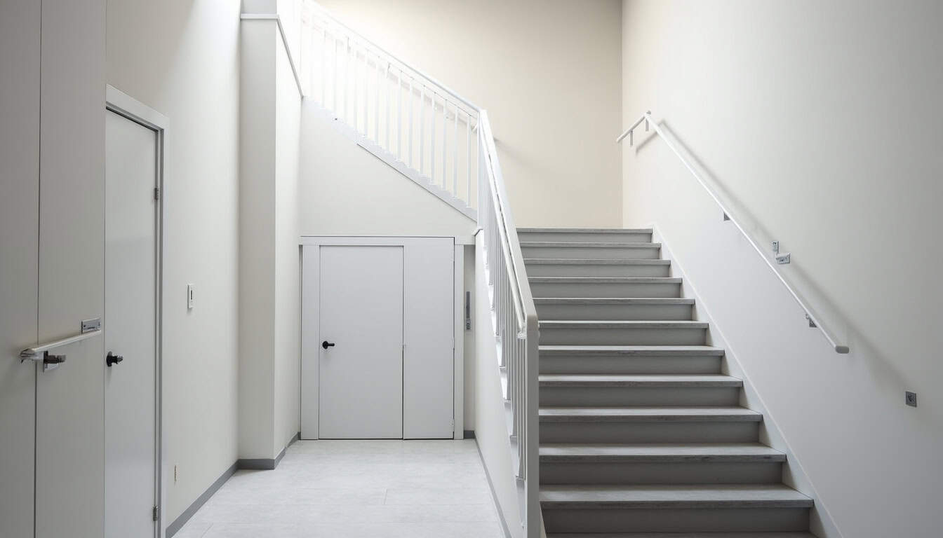 Vue d’un monte-escalier installé dans un escalier intérieur à Tigery, montrant le rail et le siège ergonomique