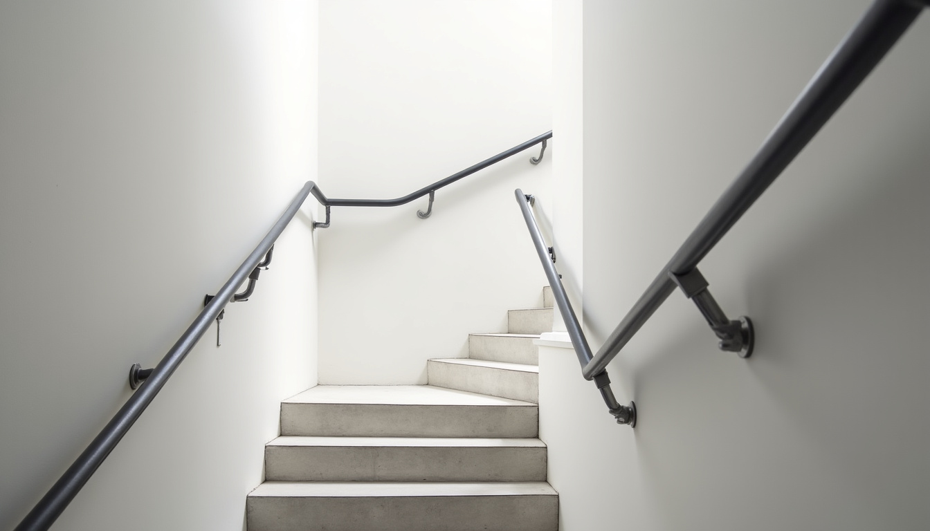 Vue d’un monte-escalier tournant installé dans un escalier en colimaçon à Willems