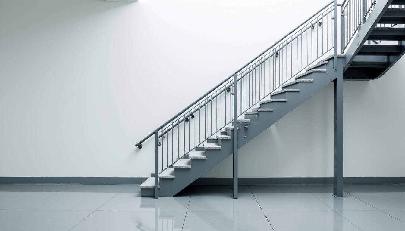 Vue schématique du fonctionnement d’un monte-escalier avec rail et siège en mouvement