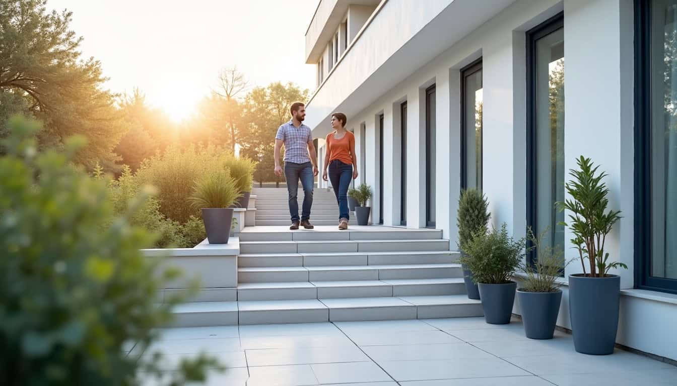 Comparaison visuelle des différents types de monte-escaliers: droit, tournant et extérieur