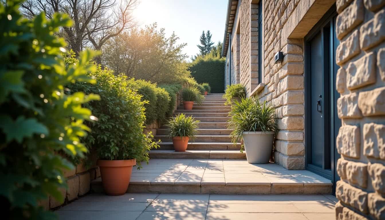 Différents types de monte-escaliers installés dans des maisons typiques de Pontgouin, montrant un modèle droit et un tournant