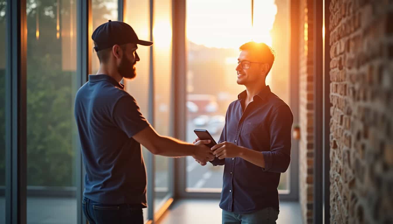 Échange entre un technicien et un client lors d