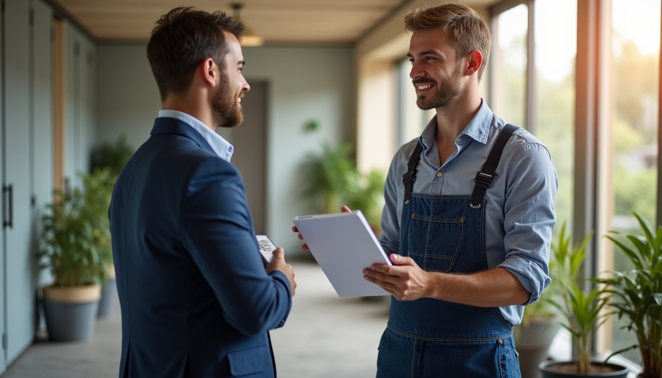 Entretien entre un technicien et un client à Nogent-sur-Seine