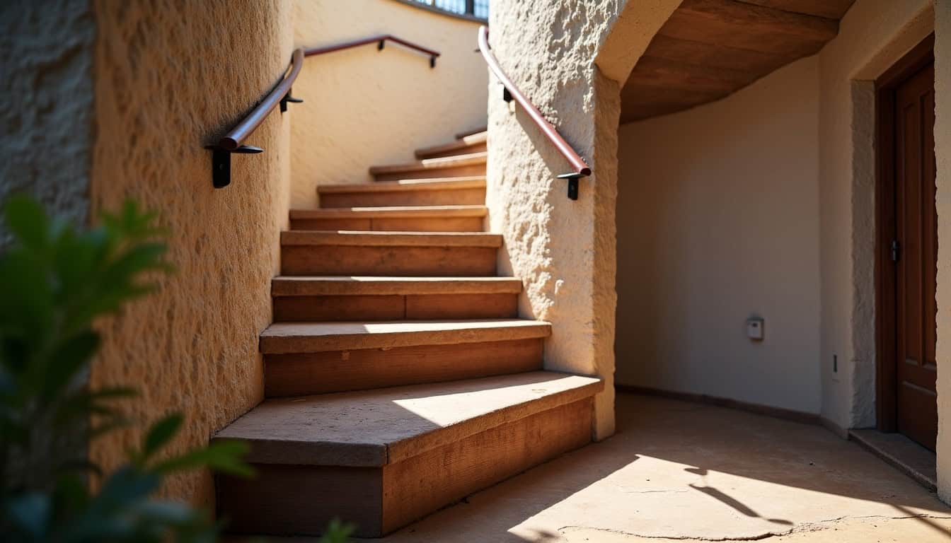 Étude d’un escalier en bois ancien avant installation d’un monte-escalier à Terres-de-Haute-Charente