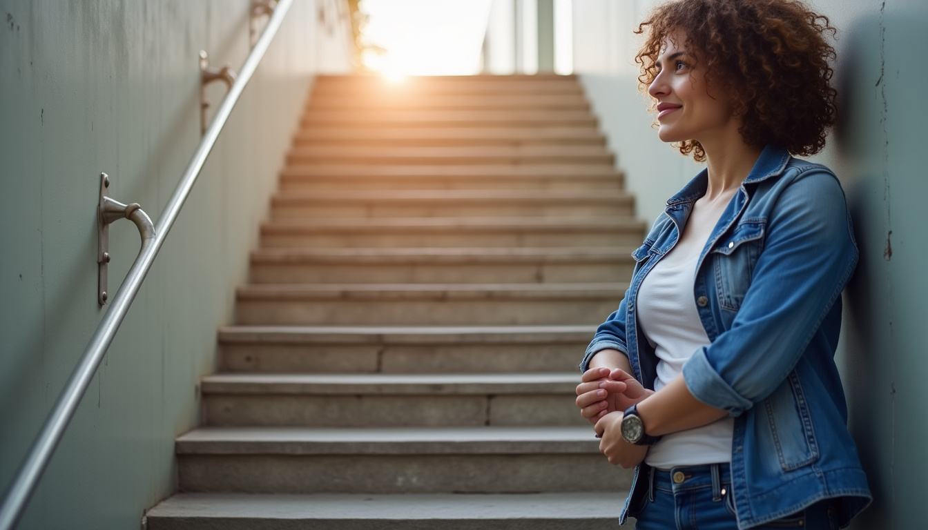 Expert en train de mesurer un escalier à Vers-Pont-du-Gard pour une installation de monte-escalier