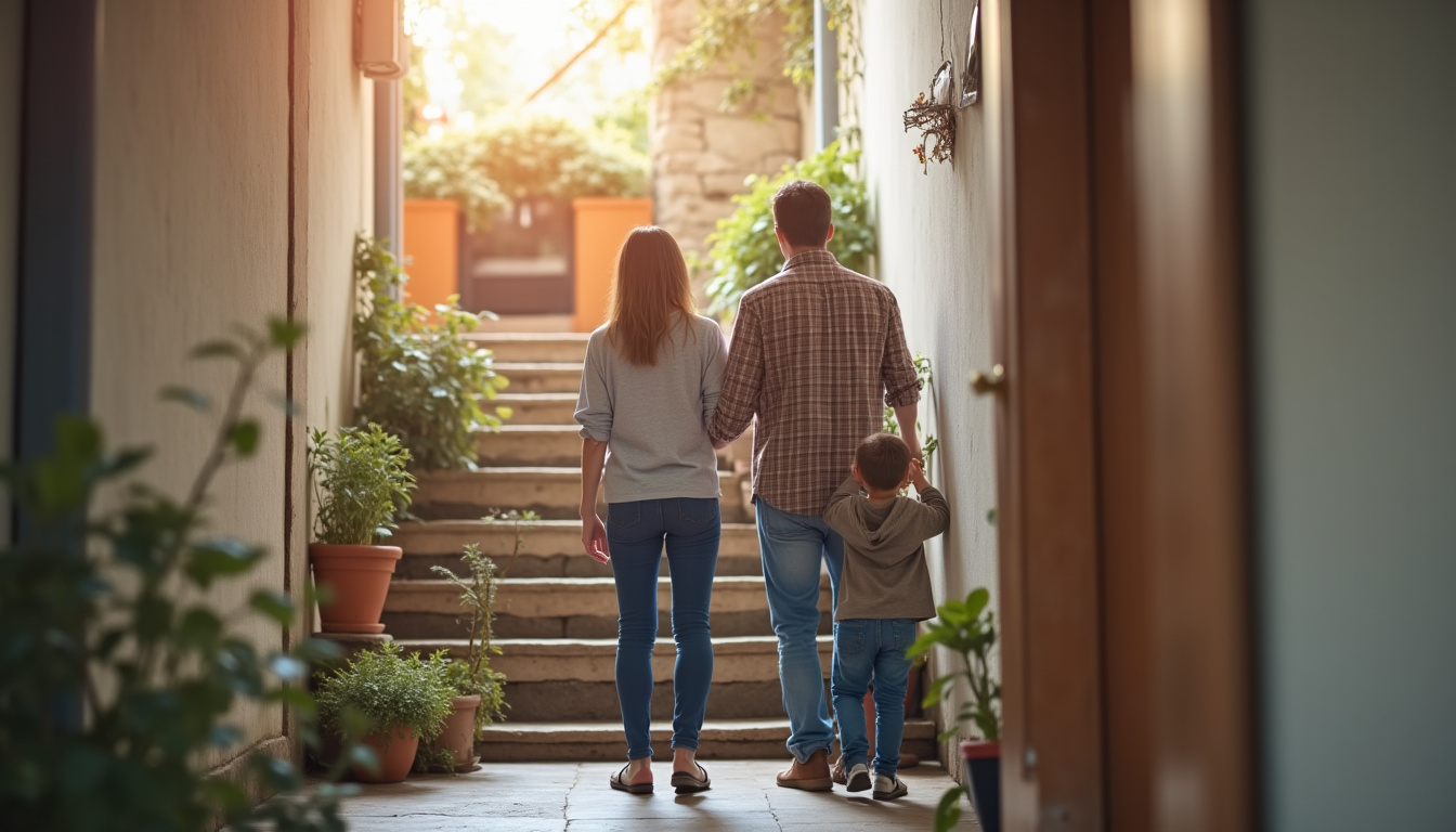 Famille étudiant un devis pour un monte-escalier à Antran