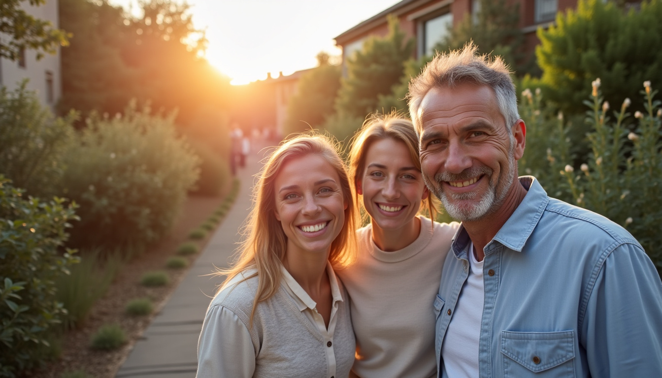 Famille heureuse avec un monte-escalier installé dans leur maison à Nogent-le-Roi
