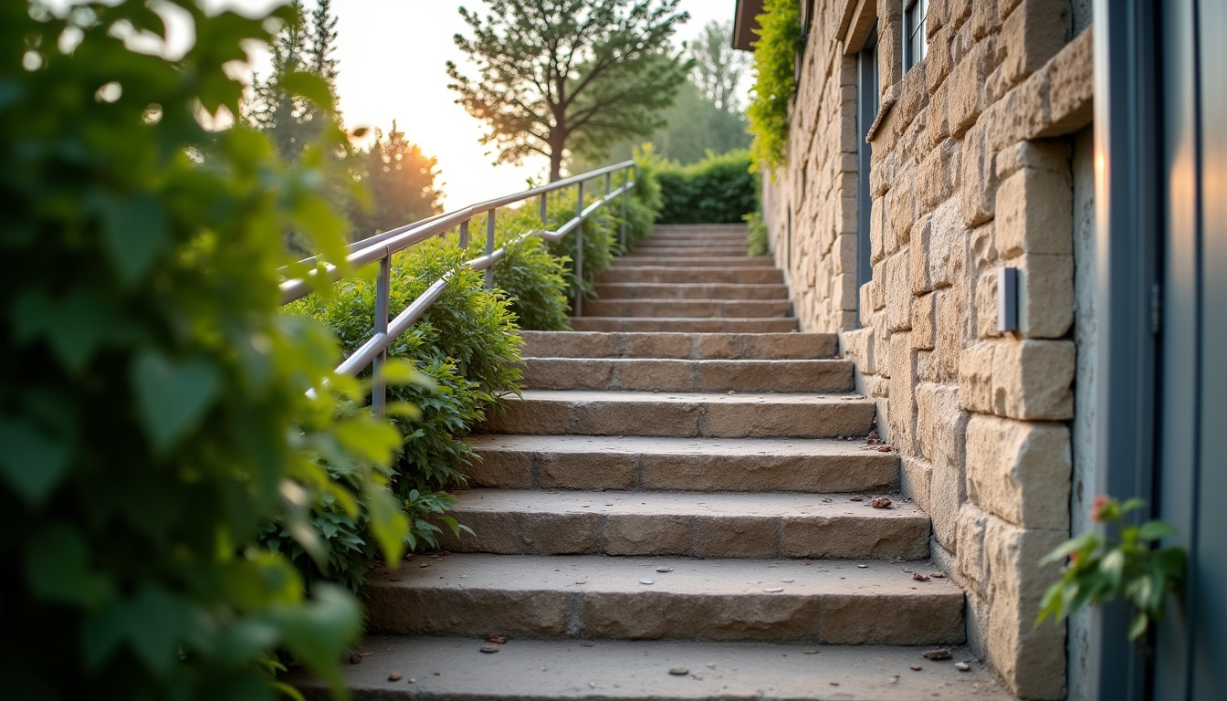 Installation d’un monte-escalier extérieur à Muron sur un escalier en pierre exposé aux intempéries