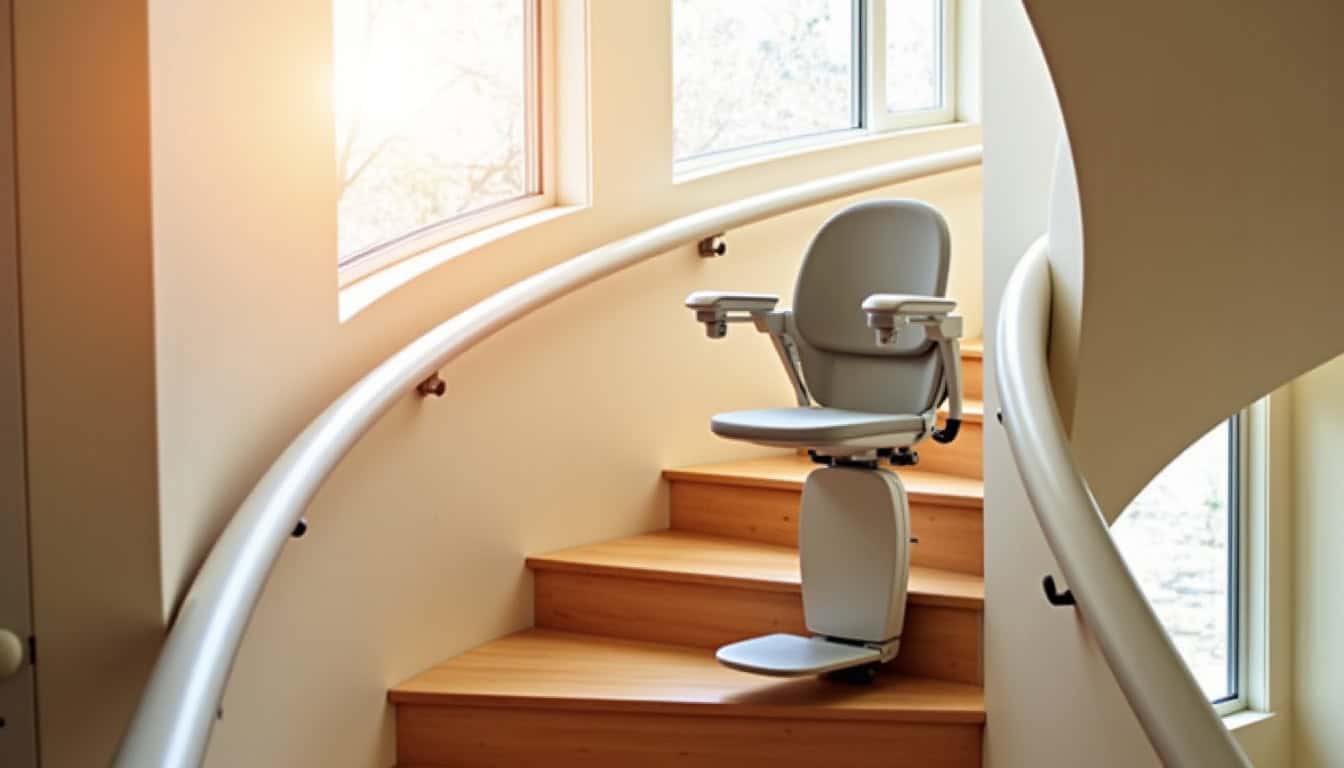 Installation d’un monte-escalier tournant dans une maison à Montrem