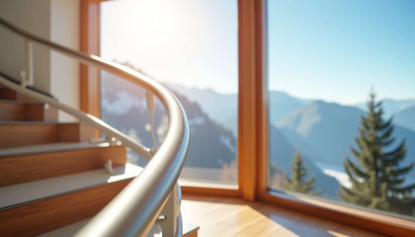 Installation d’un monte-escalier tournant sur un escalier en colimaçon à Saint-Martin-d’Uriage