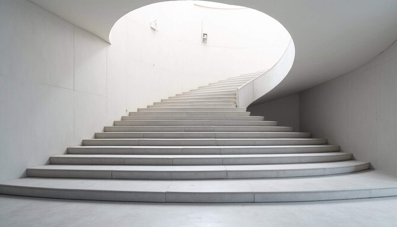 Monte-escalier courbe en cours d