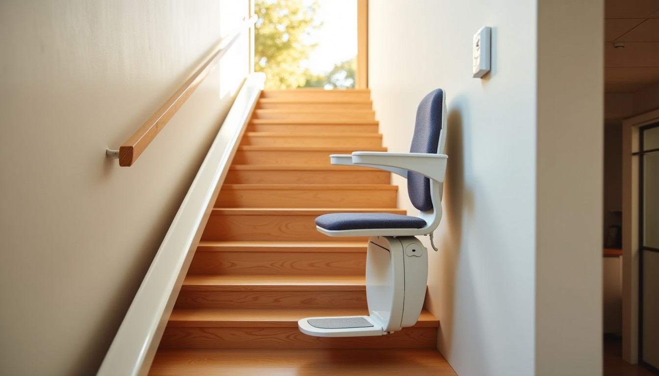 Monte-escalier droit en cours d