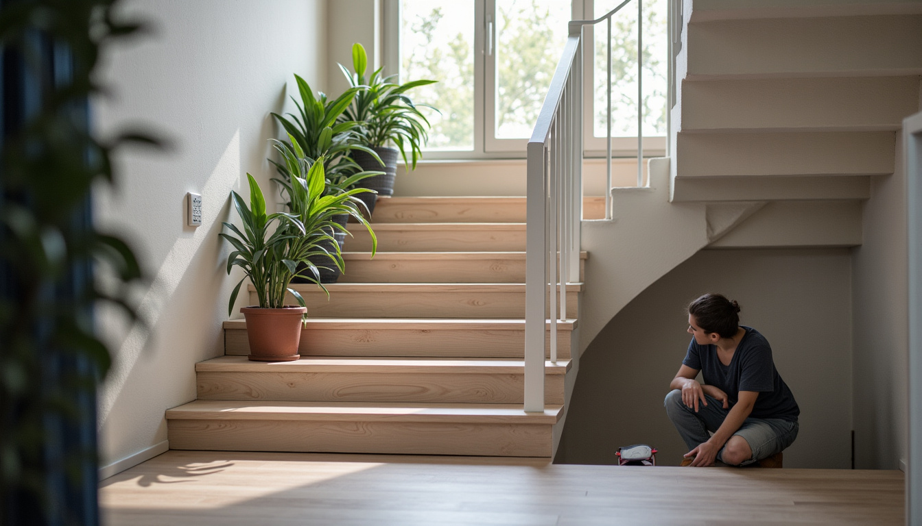 Monte escalier droit installé dans une maison à Franconville, escalier droit sans virage
