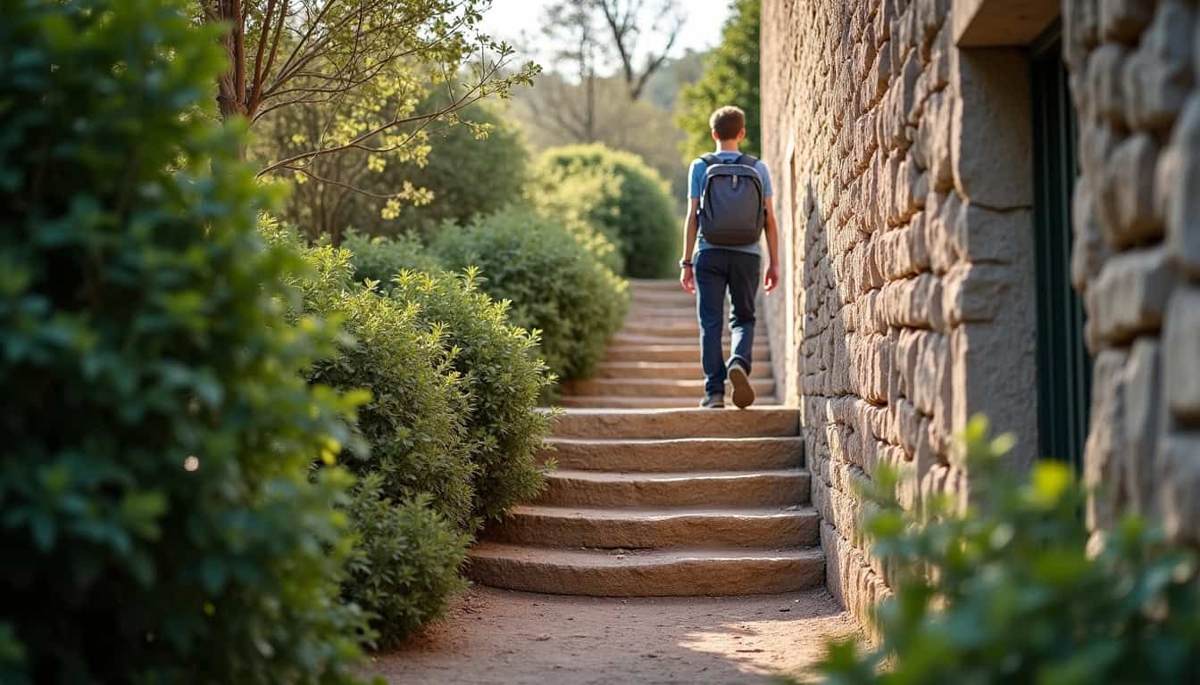 Monte-escalier droit installé dans une maison ancienne de Préchac, préservant l