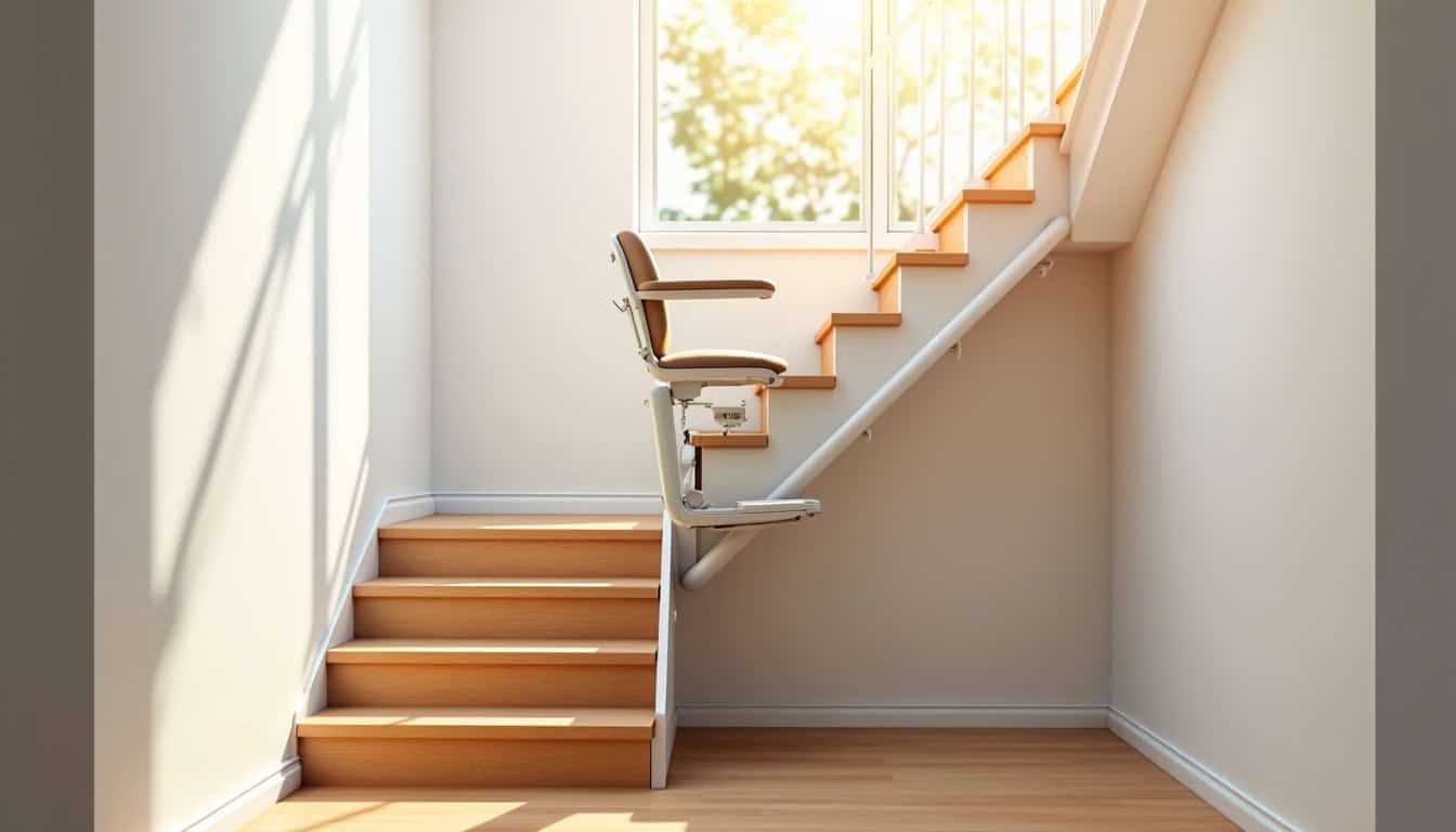 Monte-escalier droit installé dans une maison d