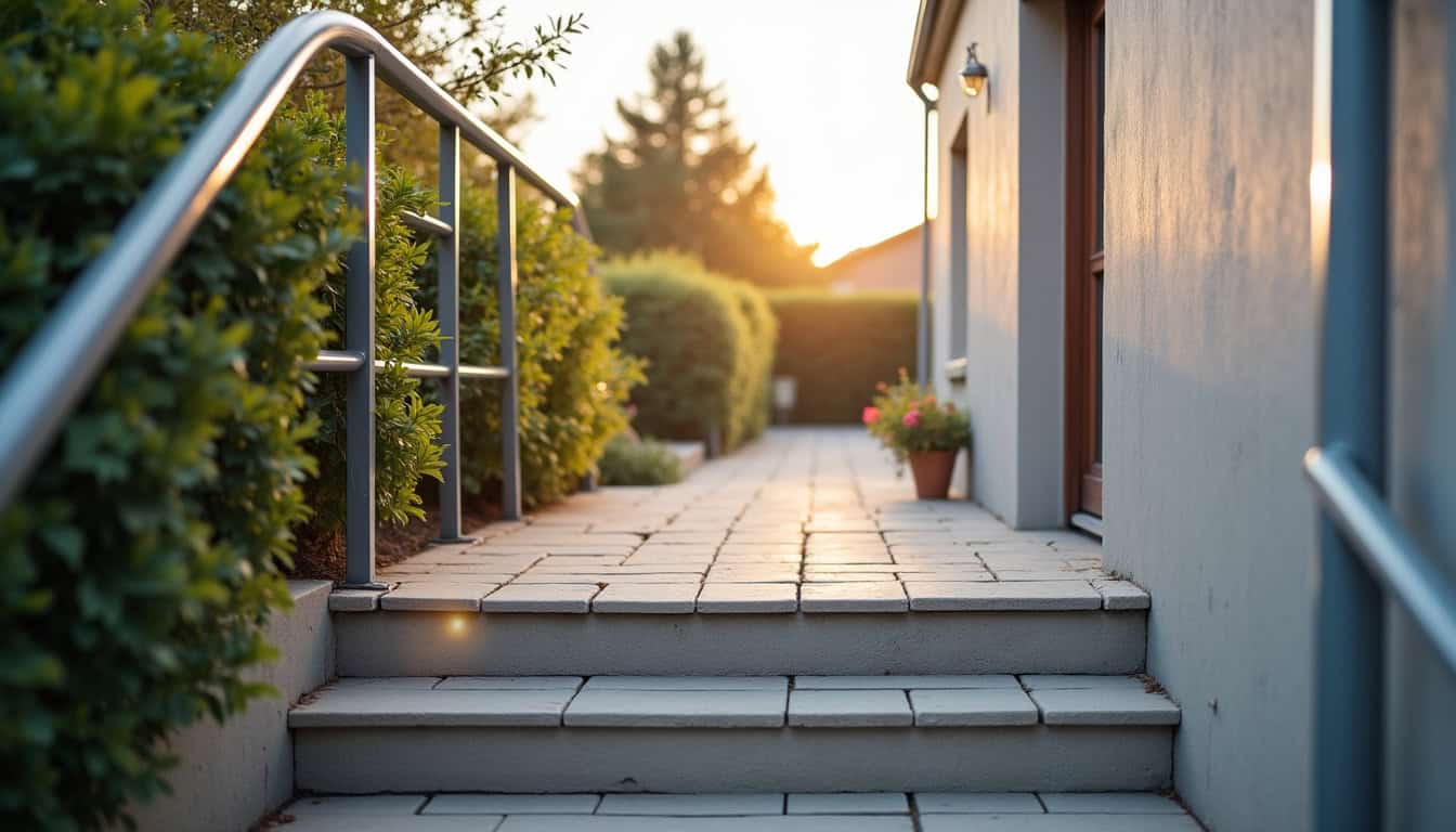 Monte-escalier droit installé sur un escalier droit à Plaintel, modèle compact et élégant