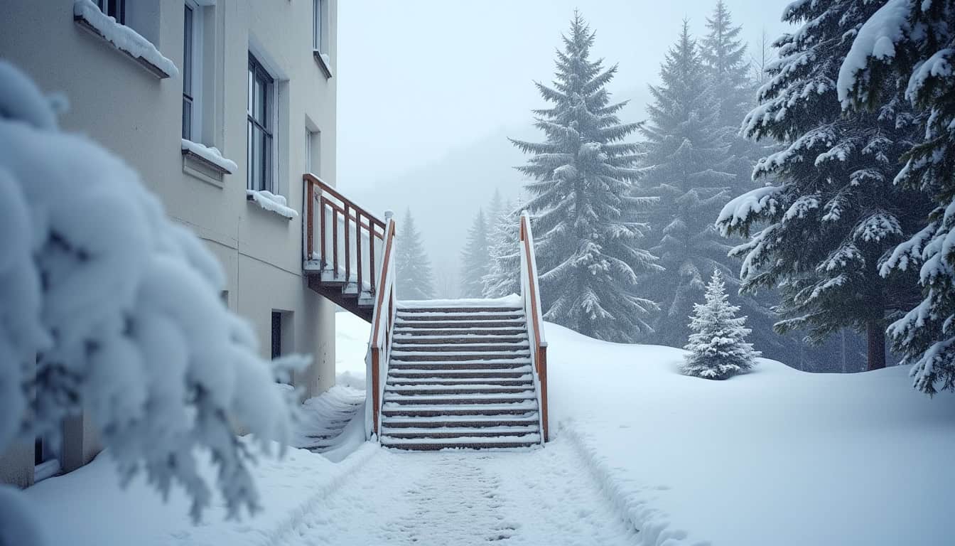 Monte escalier extérieur équipé d’une housse de protection contre la pluie et la neige à Seilhac