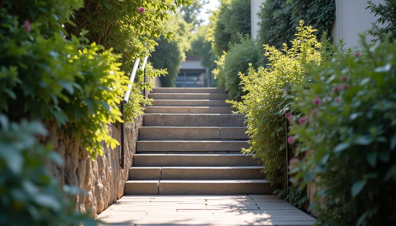 Monte-escalier extérieur installé à Baulne sous conditions météorologiques normales