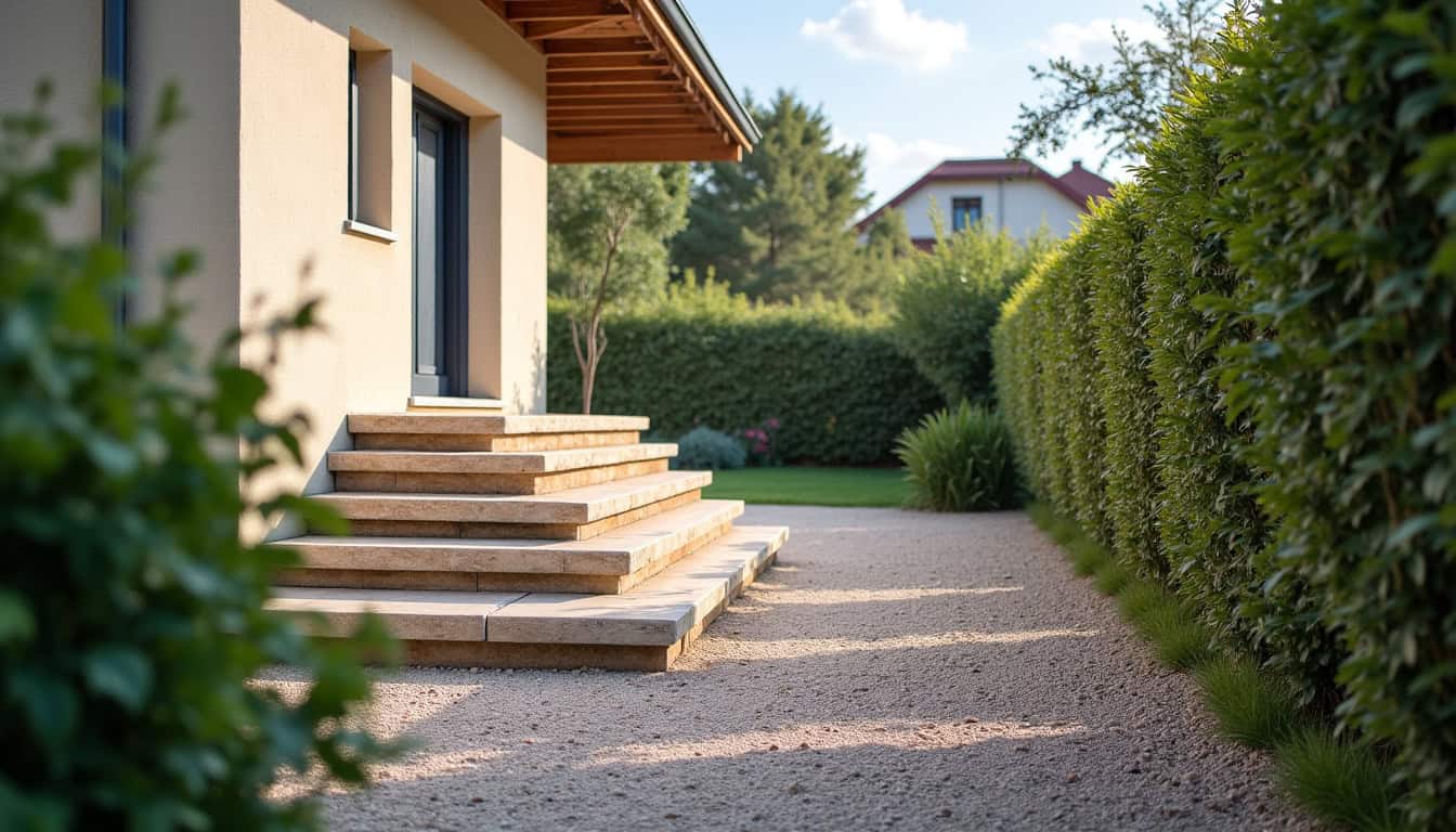 Monte-escalier extérieur installé devant une maison à Fesches-le-Châtel