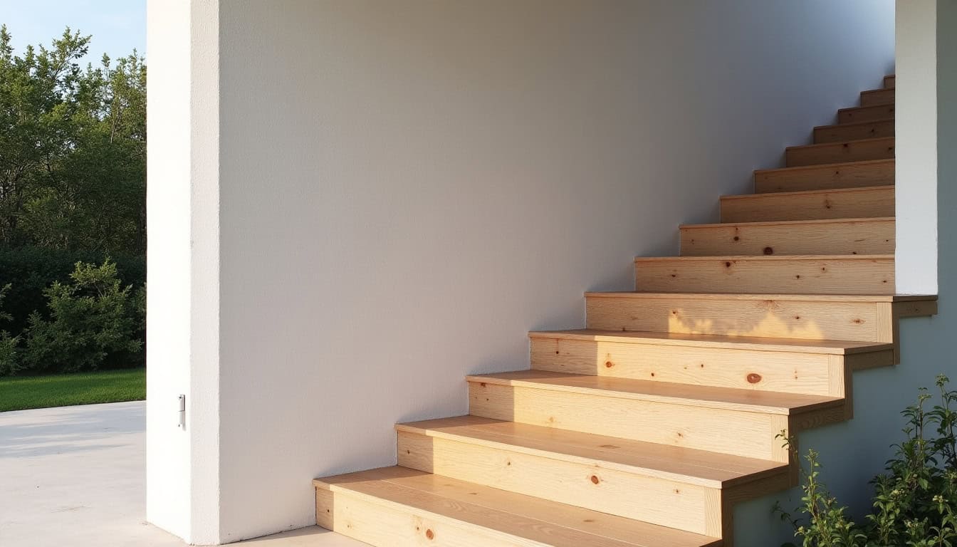 Monte-escalier extérieur installé devant une maison en bois à Basse-Pointe