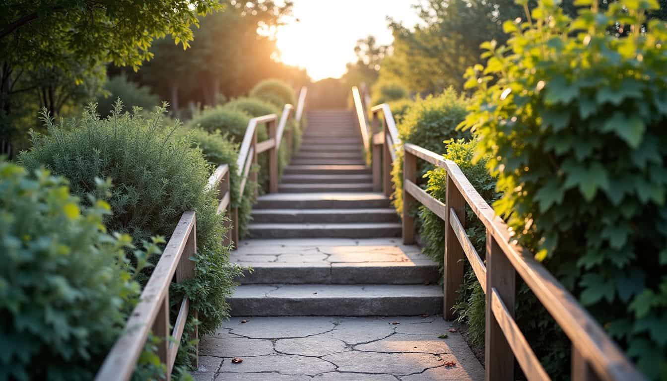 Monte-escalier extérieur installé sur un escalier en plein air à Chenoise-Cucharmoy