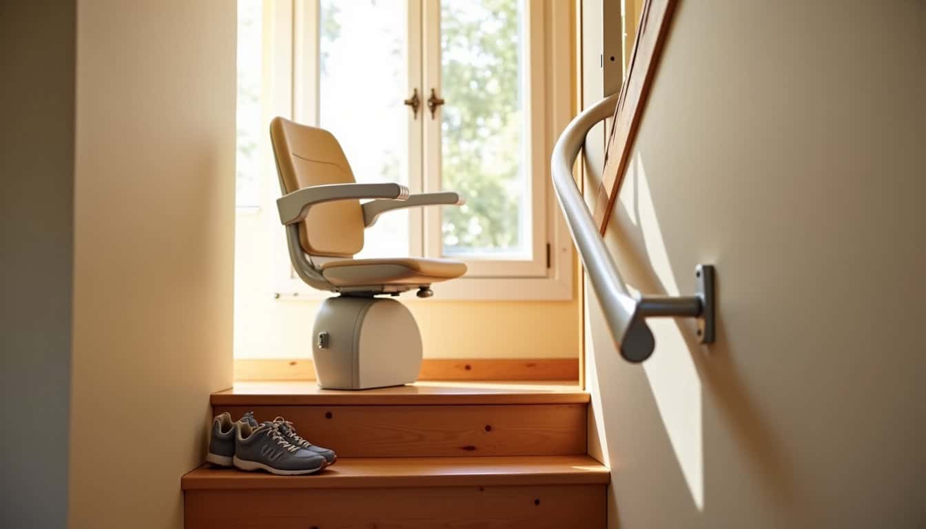 Monte-escalier installé dans une maison à Lasserre-Pradère, vue d